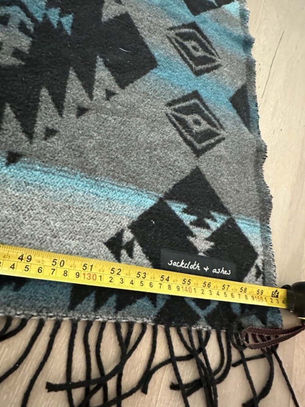 Sackcloth & Ashes Wool Blend Southwestern Aztec Reversible Blanket Blue 60”x64” - Picture 6 of 6
